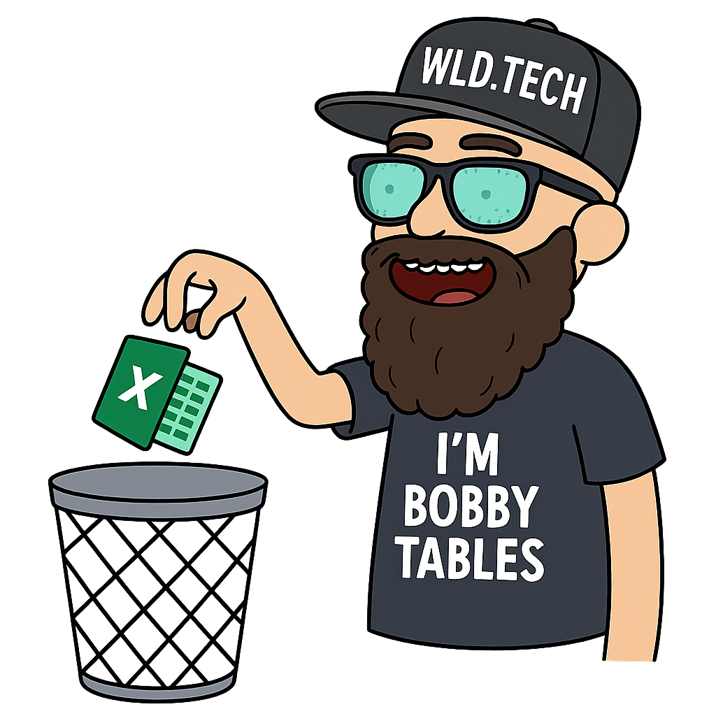 Cartoon of Adam dropping Excel in the trash