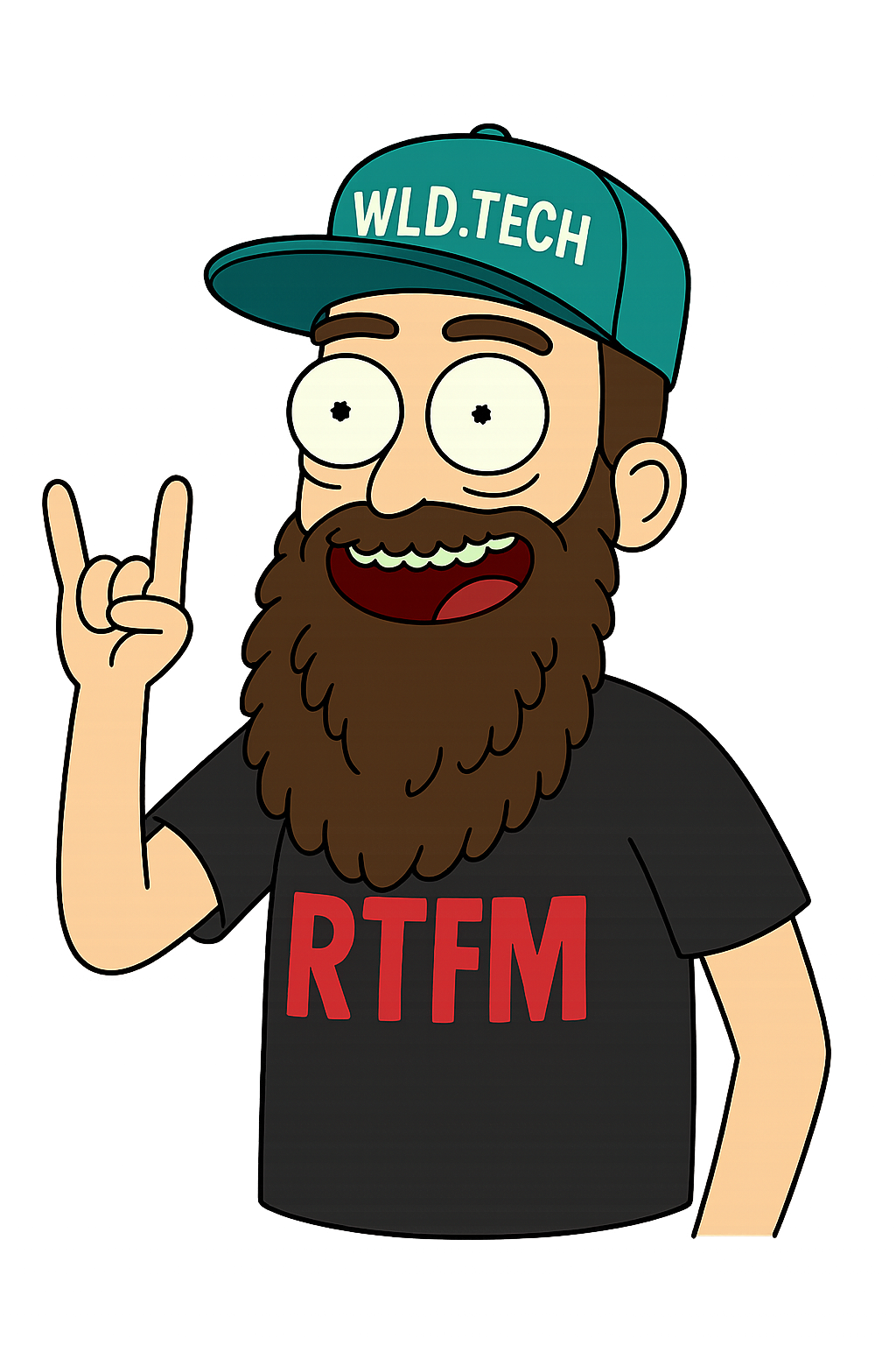 Cartoon avatar doing rock-on horns